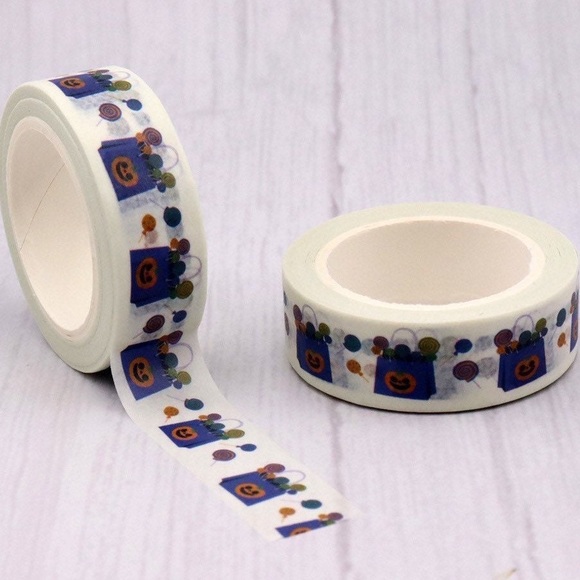 Trick Or Treat, Bags Of Candy and Spiderwebs, Washi Tape Set Of 2 - Picture 5 of 8
